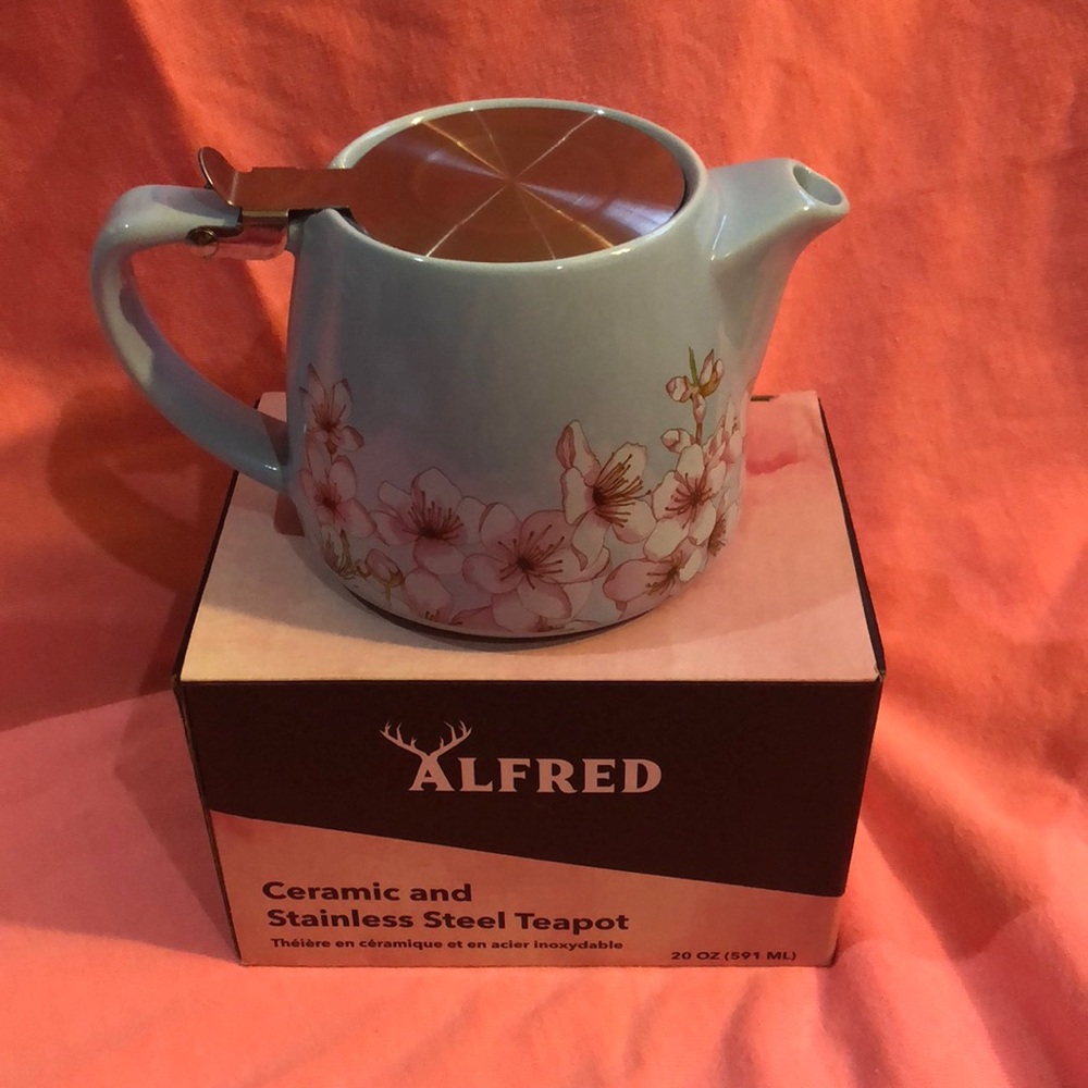 Alfred floral ceramic and stainless steel teapot